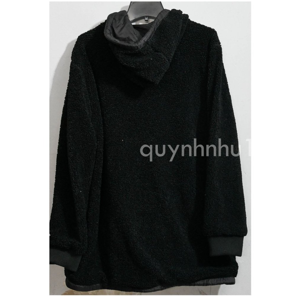 1 Madison Ladies' Fuzzy Jacketn in black - Picture 6 of 7